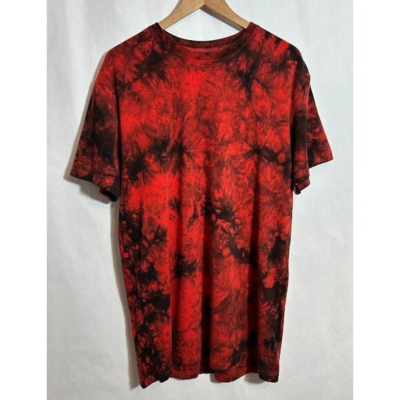 NEO4IC Shirt Mens M Red Tie Dye Short Sleeve Ethical Cotton Spandex Long Tee - Picture 2 of 5